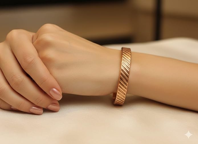 Chardikala 100% Copper Bracelet For Women And Men For gifting Copper Kada Healing Magnet Bracelet (6 Magnet) (Set of 3