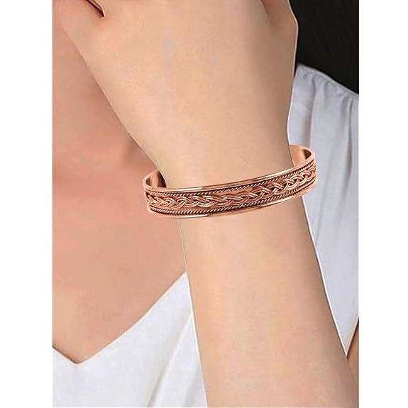 Chardikala Copper Bracelet Tibetan Style. Hand Forged with Solid and High Gauge Copper Jewelry Cuff for Women Men.