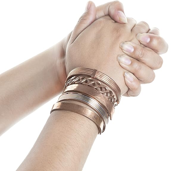 Chardikala Set of 5 Copper Bracelet for Men & Women Unisex Yoga Jewelry Spiritual Gorgeous Collection Meditation Ideal Gift for Him/her Copper Kada Bracelet Jewelry