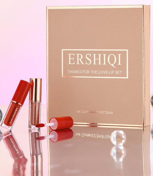 12-color Book Nonstick Cup Lip Glaze Set