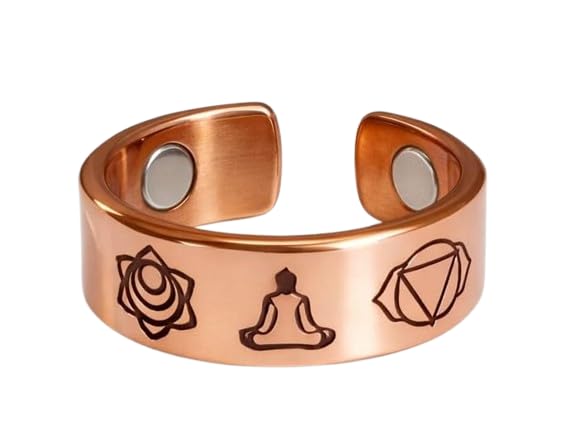 Chardikala Seven Chakra Copper Magnetic Ring, Adjustable Ring Design, Unisex