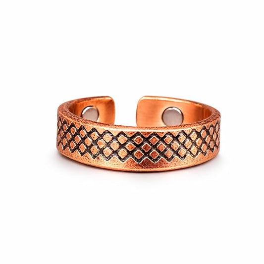 Chardikala Magnetic Copper Ring for Men | Adjustable Pure Copper Magnet Therapy Open Band | Arthritis Relief Ring