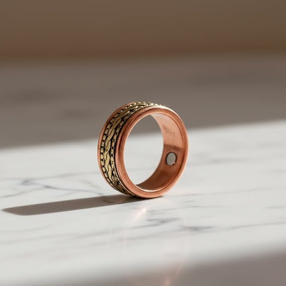 Chardikala Pure Copper Wellness Ring for Men | Blood Pressure Support & Magnetic Therapy | Free Size Adjustable (Men)