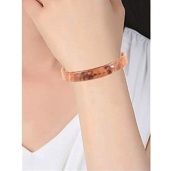 Chardikala Magnetic Copper Bracelet Tibetan Style. Hand Forged with Solid and High Gauge Copper Jewelry Cuff for Women Men.