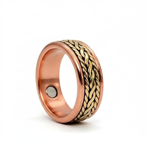 Chardikala Pure Copper Wellness Ring for Men | Blood Pressure Support & Magnetic Therapy | Free Size Adjustable (Men)