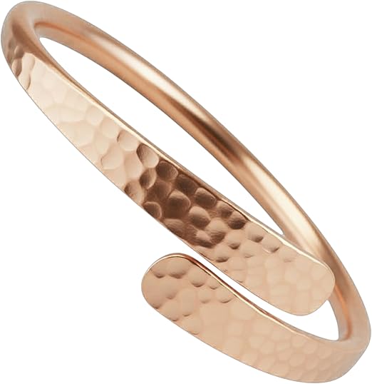 Chardikala Hammered Handmade Pure Plain Adjustable Round Copper Bracelet Ladies Bangle for Men and Women – 100% Raw Solid Uncoated Vintage Cuff Boho Style