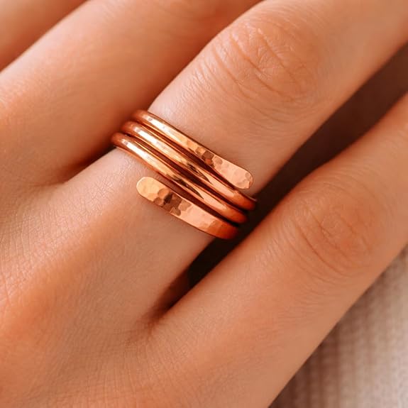 Chardikala Pure Copper Adjustable Ring for Men & Women | Handmade Hammered Open Wrap Band | Solid Copper Finger Ring | Minimalist Unisex Fashion Jewelry | Gift for Her
