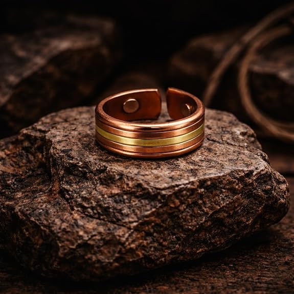 Chardikala Magnetic Copper Ring for Men with Magnet Effect, Adjustable Open Band Pure Solid Copper Finger Ring for Energy Balance & Wellness, Handmade Heavy Duty Antique Finish Mens Jewelry Gift