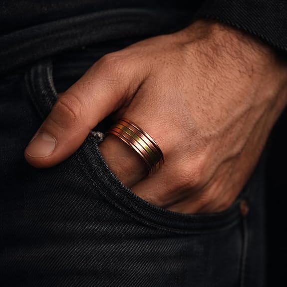Chardikala Magnetic Copper Ring for Men with Magnet Effect, Adjustable Open Band Pure Solid Copper Finger Ring for Energy Balance & Wellness, Handmade Heavy Duty Antique Finish Mens Jewelry Gift
