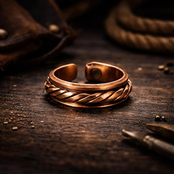 Chardikala Magnetic Copper Ring for Men Adjustable Braided Pure Copper Open Band, Handmade Twist Design Therapy Ring, Rustic Statement Jewelry, Comfortable Everyday Wear Jewelry for Boys & Men (Adjustable Size)