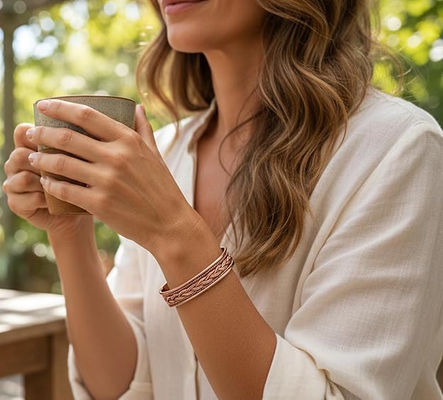 Chardikala Copper Bracelet Tibetan Style. Hand Forged with Solid and High Gauge Copper Jewelry Cuff for Women Men.