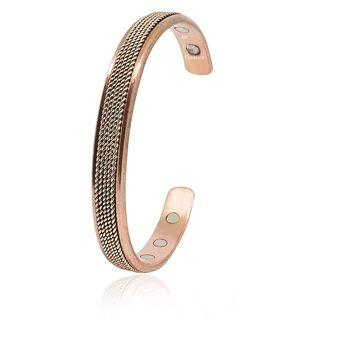 Chardikala New Magnetic Pure Copper Bracelets With 6 Powerful Magnets/Magnets Healing Therapy For Arthritis And Joint Pain Relief/Adjustable For Men And Women