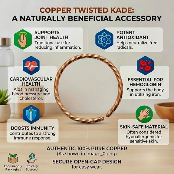 Chardikala Pure Copper Twisted Kada Bracelet for Men & Women | Adjustable Open Cuff Copper Kada