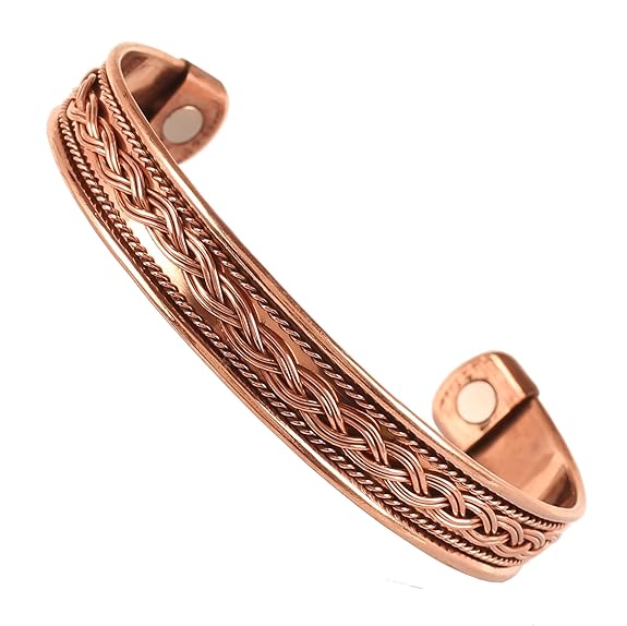 Chardikala Copper Bracelet Tibetan Style. Hand Forged with Solid and High Gauge Copper Jewelry Cuff for Women Men.