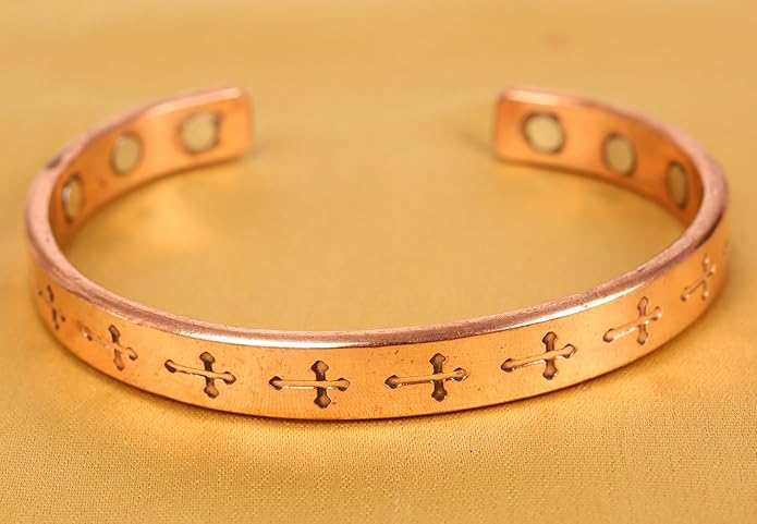Chardikala  Handcrafted Copper Bracelet Hand Forged with Solid and High Gauge Tibetan Style Engraved Cuff Jewelry For Women Men