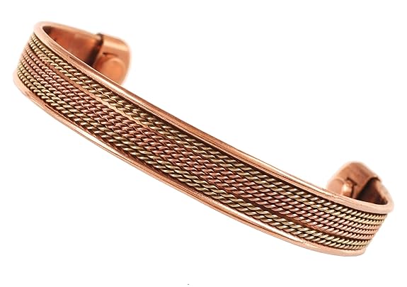Chardikala Copper Bracelet Tibetan Style. Hand Forged with Solid and High Gauge Copper Jewelry Cuff for Women Men.