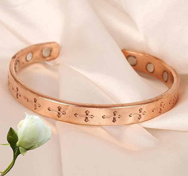 Chardikala  Handcrafted Copper Bracelet Hand Forged with Solid and High Gauge Tibetan Style Engraved Cuff Jewelry For Women Men