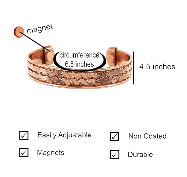 Chardikala Copper Bracelet Tibetan Style. Hand Forged with Solid and High Gauge Copper Jewelry Cuff for Women Men.