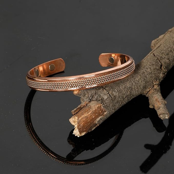 Chardikala New Magnetic Pure Copper Bracelets With 6 Powerful Magnets/Magnets Healing Therapy For Arthritis And Joint Pain Relief/Adjustable For Men And Women