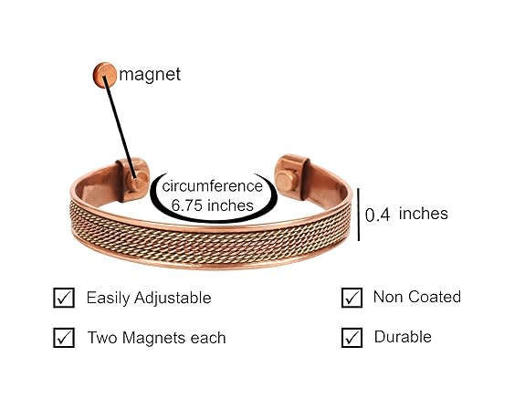 Chardikala Copper Bracelet Tibetan Style. Hand Forged with Solid and High Gauge Copper Jewelry Cuff for Women Men.