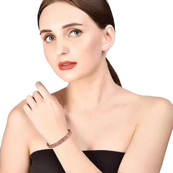 Chardikala  Handcrafted Copper Bracelet Hand Forged with Solid and High Gauge Tibetan Style Engraved Cuff Jewelry For Women Men