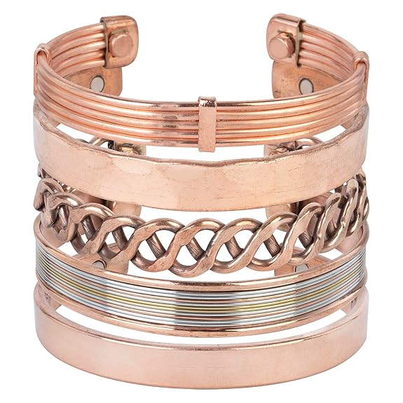 Chardikala Set of 5 Copper Bracelet for Men & Women Unisex Yoga Jewelry Spiritual Gorgeous Collection Meditation Ideal Gift for Him/her Copper Kada Bracelet Jewelry