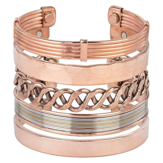 Chardikala Set of 5 Copper Bracelet for Men & Women Unisex Yoga Jewelry Spiritual Gorgeous Collection Meditation Ideal Gift for Him/her Copper Kada Bracelet Jewelry