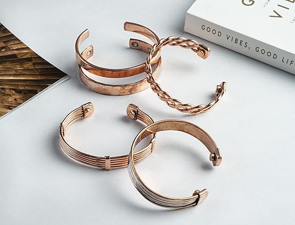Chardikala Set of 5 Copper Bracelet for Men & Women Unisex Yoga Jewelry Spiritual Gorgeous Collection Meditation Ideal Gift for Him/her Copper Kada Bracelet Jewelry