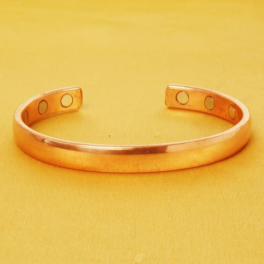 Chardikala  Magnetic Tibetan Style. Hand Forged with Solid and High Gauge Copper Jewelry Cuff for Women Men.