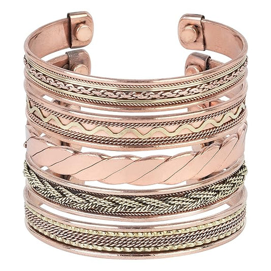 Chardikala Set of 5 Copper Bracelet for Men & Women Unisex Yoga Jewelry Spiritual Gorgeous Collection Meditation Ideal Gift for Him/her Copper Kada Bracelet Jewelry