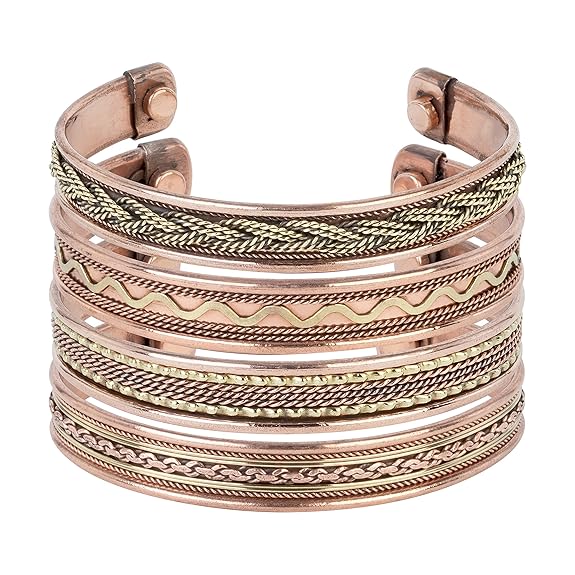 Chardikala Set of 4 Copper Bracelet for Men & Women Unisex Yoga Jewelry Spiritual Gorgeous Collection Meditation Ideal Gift for Him/her Copper Kada Bracelet Jewelry