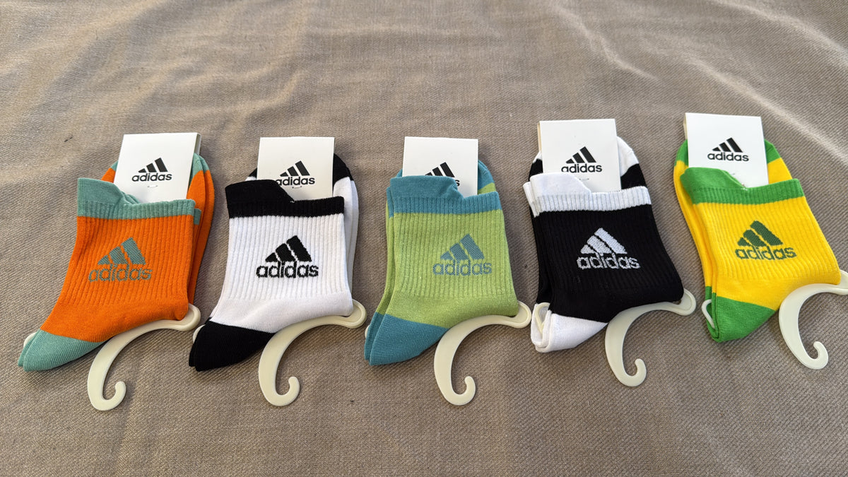 ADIDAS SOCKS X 5 PAIR MULTICOLOUR BRAND NEW