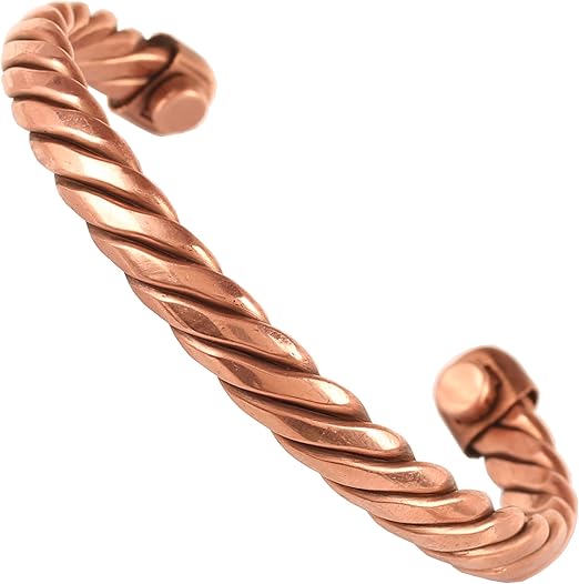 Chardikala Copper magnetic bracelet Tibetan style. Hand forged with solid and high gauge pure copper. Twisted rope look.